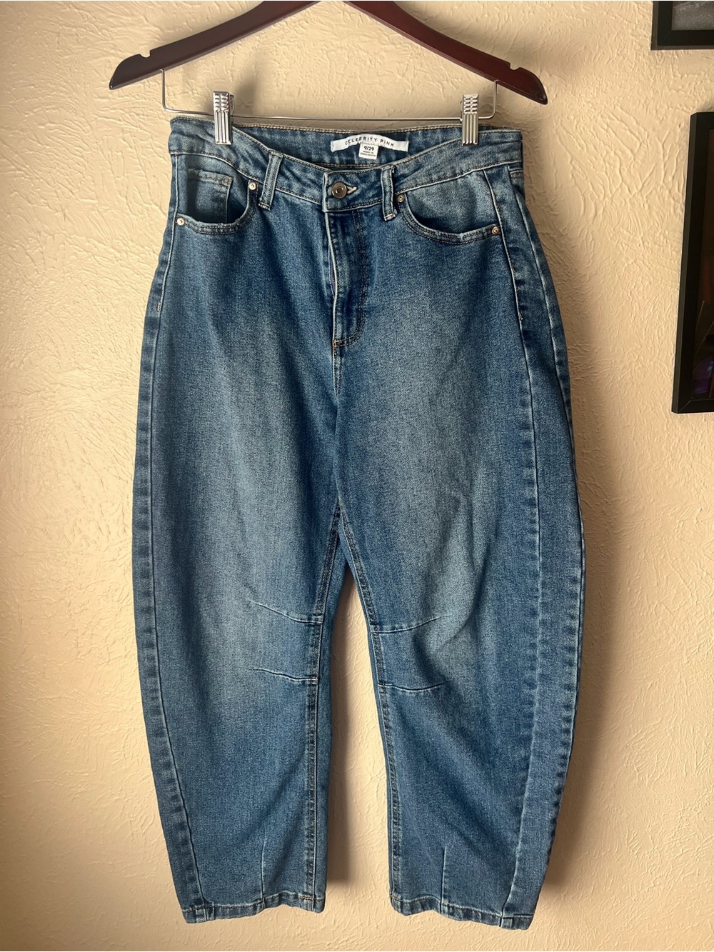 Celebrity Pink Dark Wash Barrel Jeans | High Rise | Women’s Size 29/9